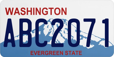 WA license plate ABC2071