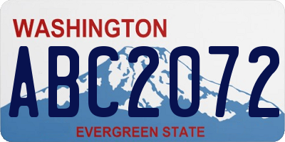 WA license plate ABC2072