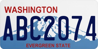 WA license plate ABC2074