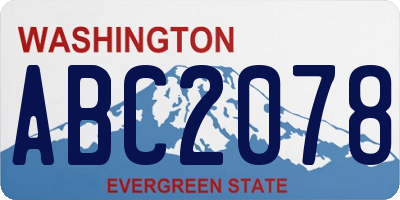 WA license plate ABC2078