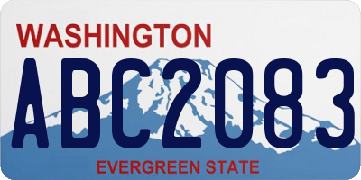 WA license plate ABC2083