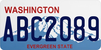 WA license plate ABC2089