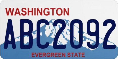 WA license plate ABC2092