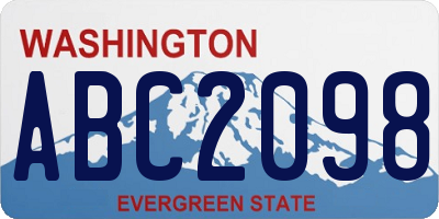 WA license plate ABC2098