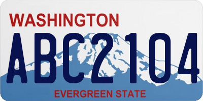 WA license plate ABC2104