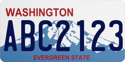 WA license plate ABC2123