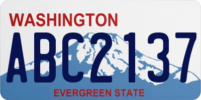 WA license plate ABC2137