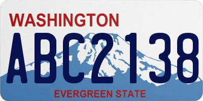 WA license plate ABC2138