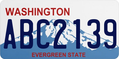 WA license plate ABC2139