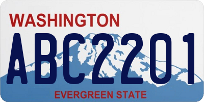 WA license plate ABC2201