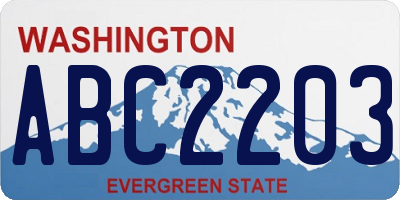 WA license plate ABC2203