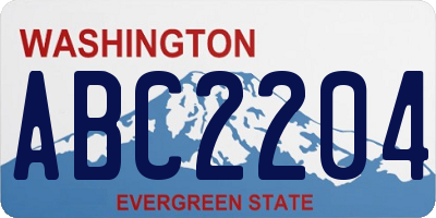 WA license plate ABC2204