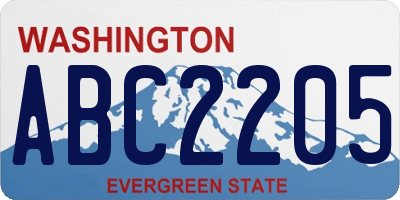 WA license plate ABC2205