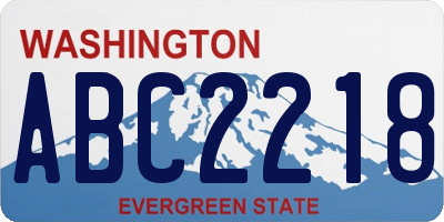 WA license plate ABC2218