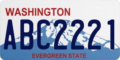 WA license plate ABC2221