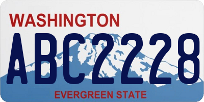 WA license plate ABC2228