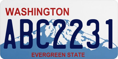 WA license plate ABC2231