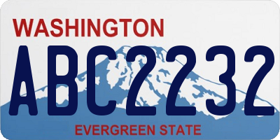 WA license plate ABC2232