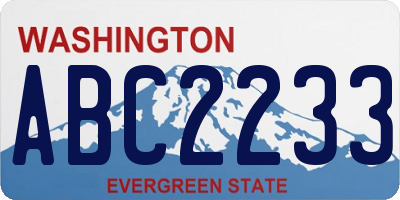 WA license plate ABC2233