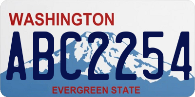 WA license plate ABC2254