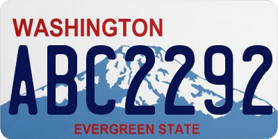 WA license plate ABC2292