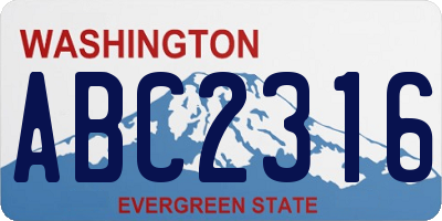 WA license plate ABC2316