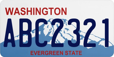 WA license plate ABC2321