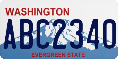 WA license plate ABC2340