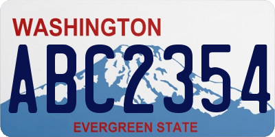 WA license plate ABC2354