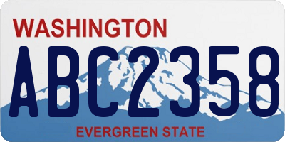 WA license plate ABC2358