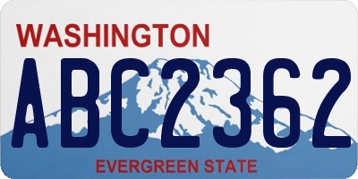 WA license plate ABC2362