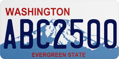 WA license plate ABC2500
