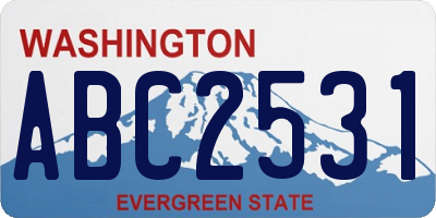 WA license plate ABC2531