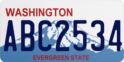 WA license plate ABC2534