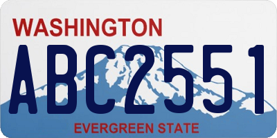WA license plate ABC2551