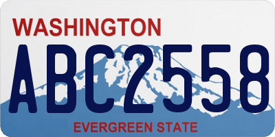 WA license plate ABC2558