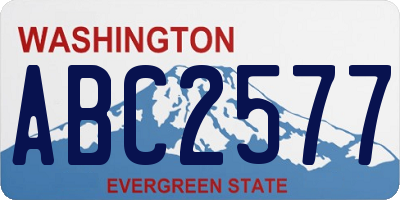 WA license plate ABC2577