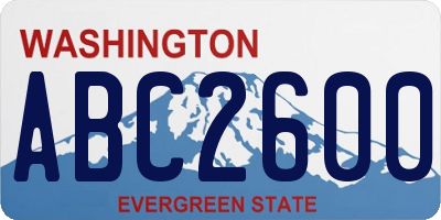 WA license plate ABC2600