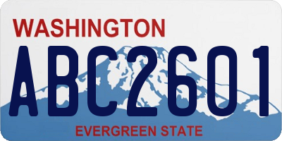 WA license plate ABC2601