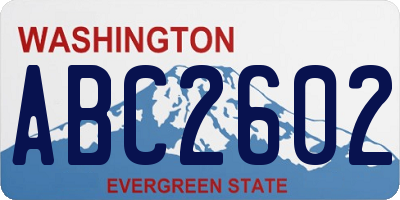 WA license plate ABC2602