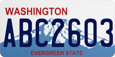 WA license plate ABC2603