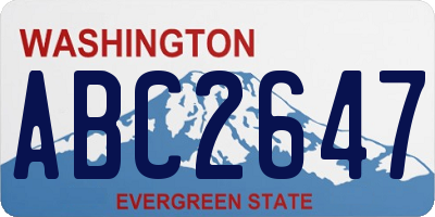 WA license plate ABC2647