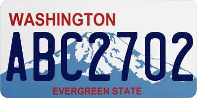 WA license plate ABC2702