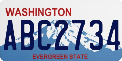 WA license plate ABC2734