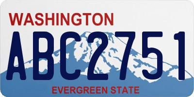 WA license plate ABC2751