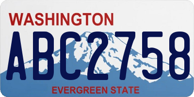 WA license plate ABC2758