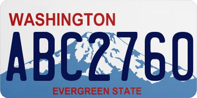 WA license plate ABC2760