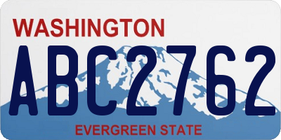 WA license plate ABC2762