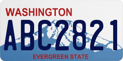 WA license plate ABC2821
