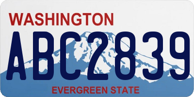 WA license plate ABC2839